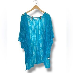 Andree by Unit Blue Lace Kimono Cardigan sheer